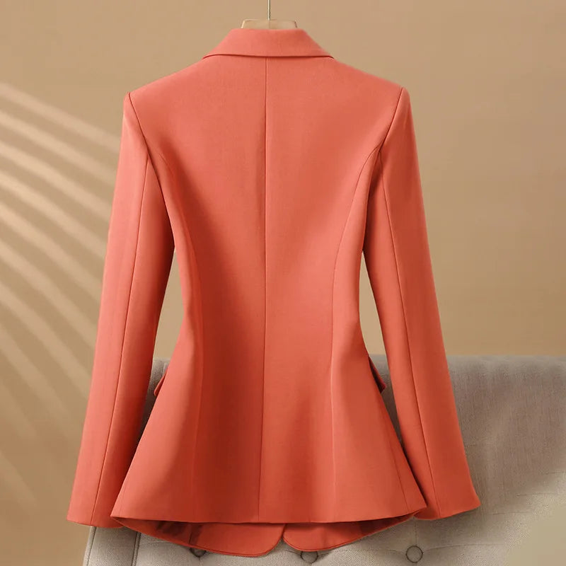 Women’s Blazer Jackets with Asymmetrical Clover Buttons and Notch Lapels