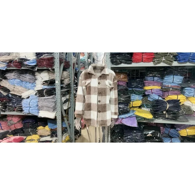 Ceylan Women's Fleece Oversized Plaid Shacket