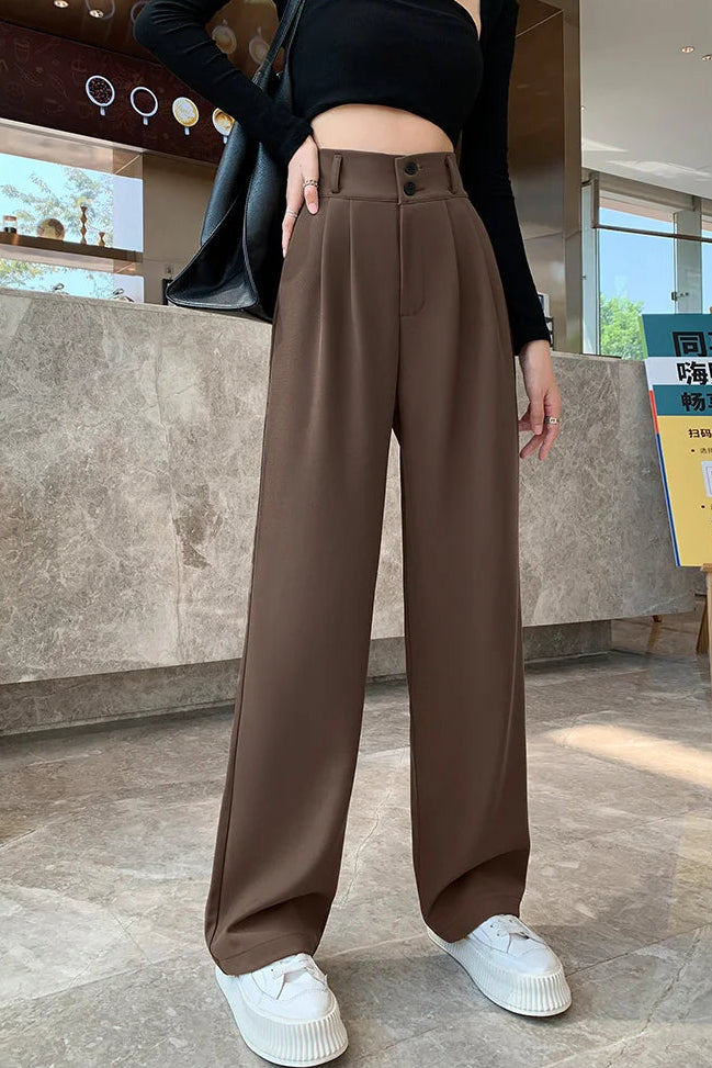 Ceylan Women's High Waist Wide Leg Trousers Pleated Fit