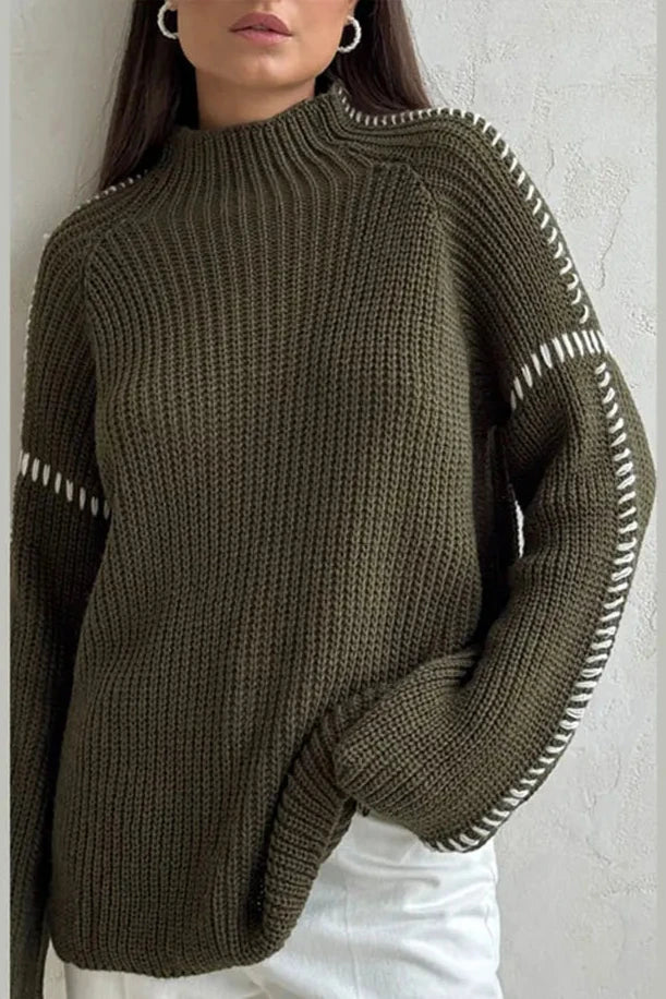 Ceylan Women's Sweater, Oversized Ribbed Stitch Detail