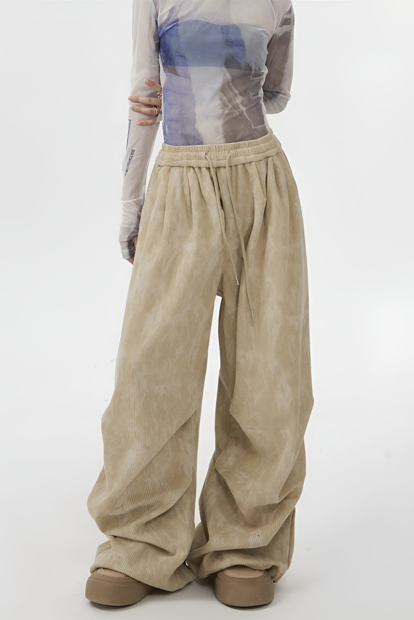 Ceylan Women’s Wide Leg Corduroy Pants Oversized Baggy Fit