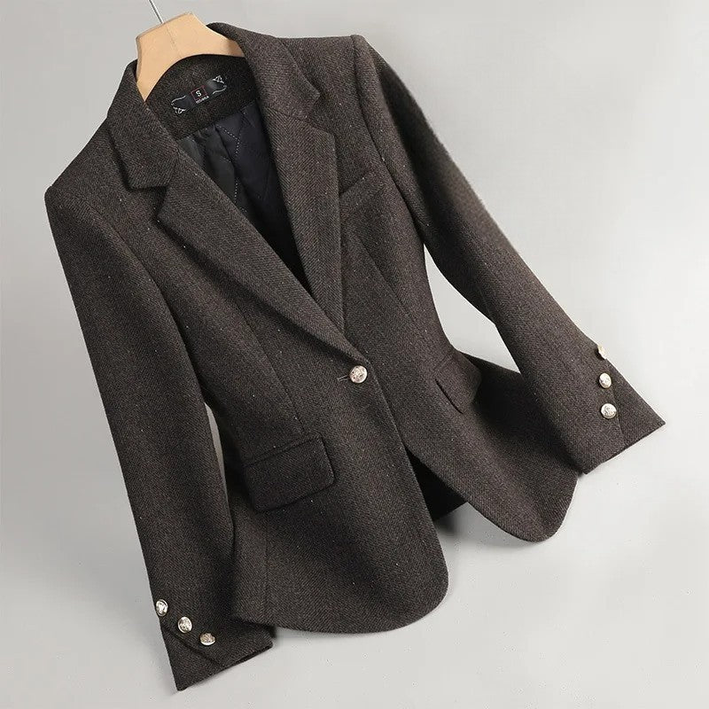 Women’s Blazer Jackets with Metallic Fleck Tweed and Notched Lapels