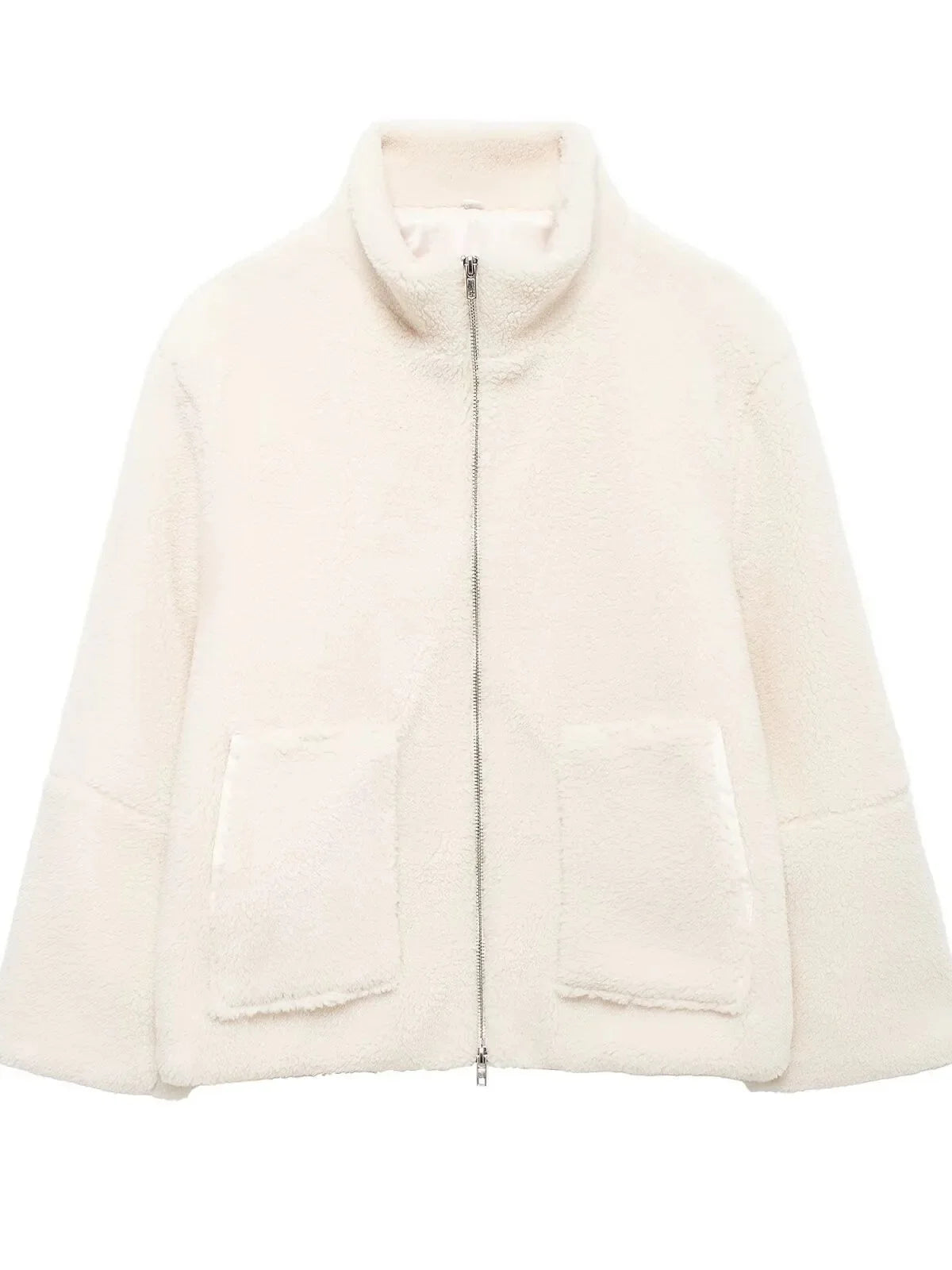 Ceylan High Collar Sherpa Jacket - Premium Zip Up Teddy Coat