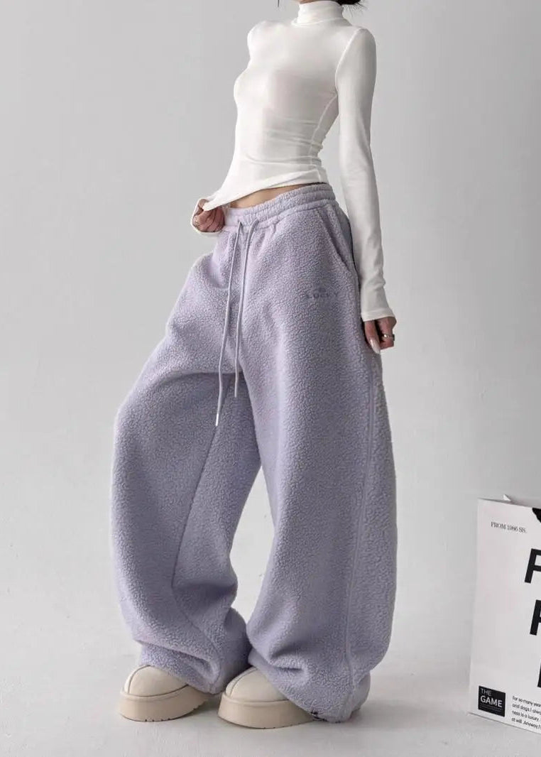 Ceylan Women’s Wide Leg Fleece Pants High Waist Thermal