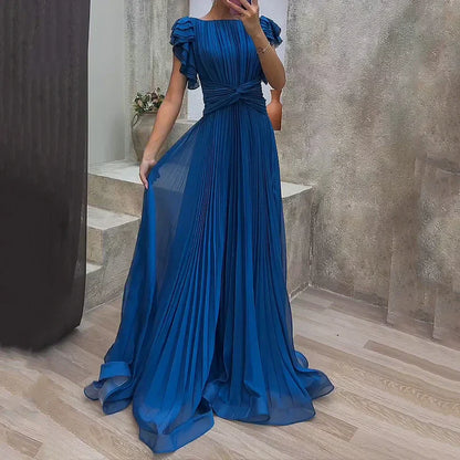 Women's Flowing Pleated Evening Gown for Timeless Formal Elegance