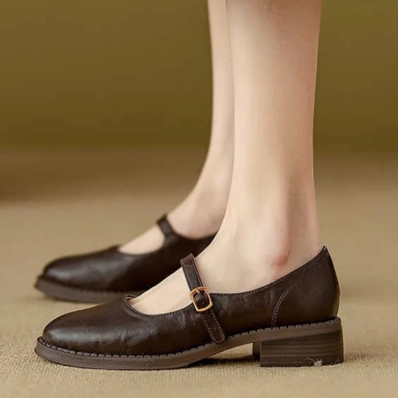 Women’s Mary Jane Shoes with Low Block Heel and Single Strap