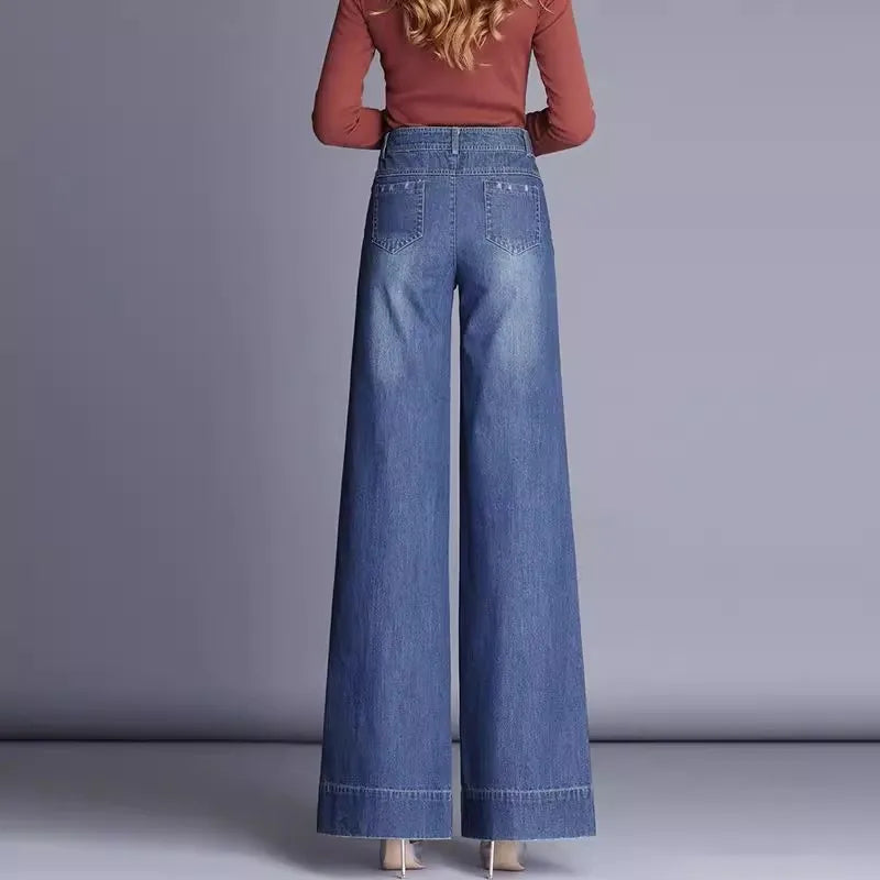 Ceylan Women’s High Waisted Wide Leg Jeans Vintage Flare
