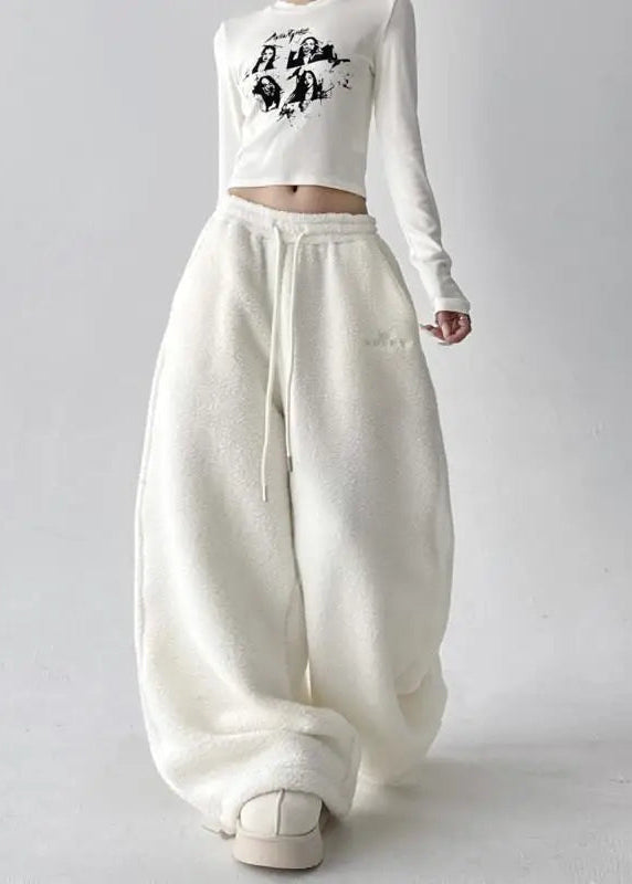 Ceylan Women’s Wide Leg Fleece Pants High Waist Thermal