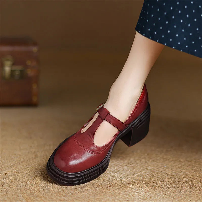Women's Orthopedic Mary Jane Shoes with Chunky Block Heel and Round Toe