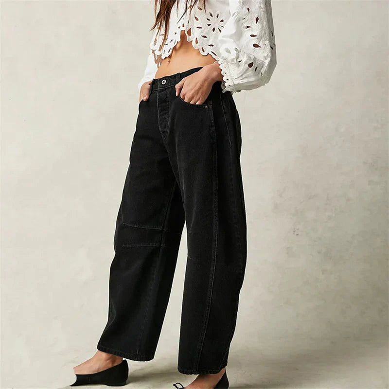Women’s Barrel Leg Jeans High Waist Relaxed Fit Denim