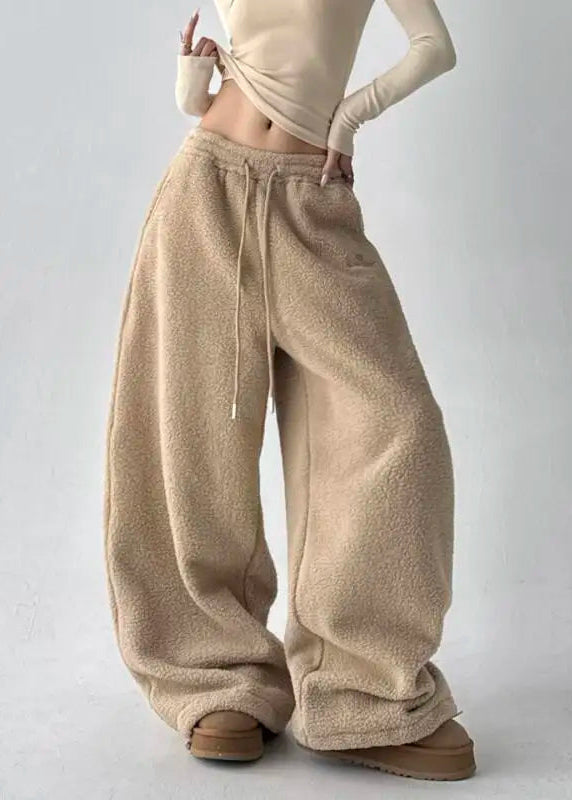 Ceylan Women’s Wide Leg Fleece Pants High Waist Thermal