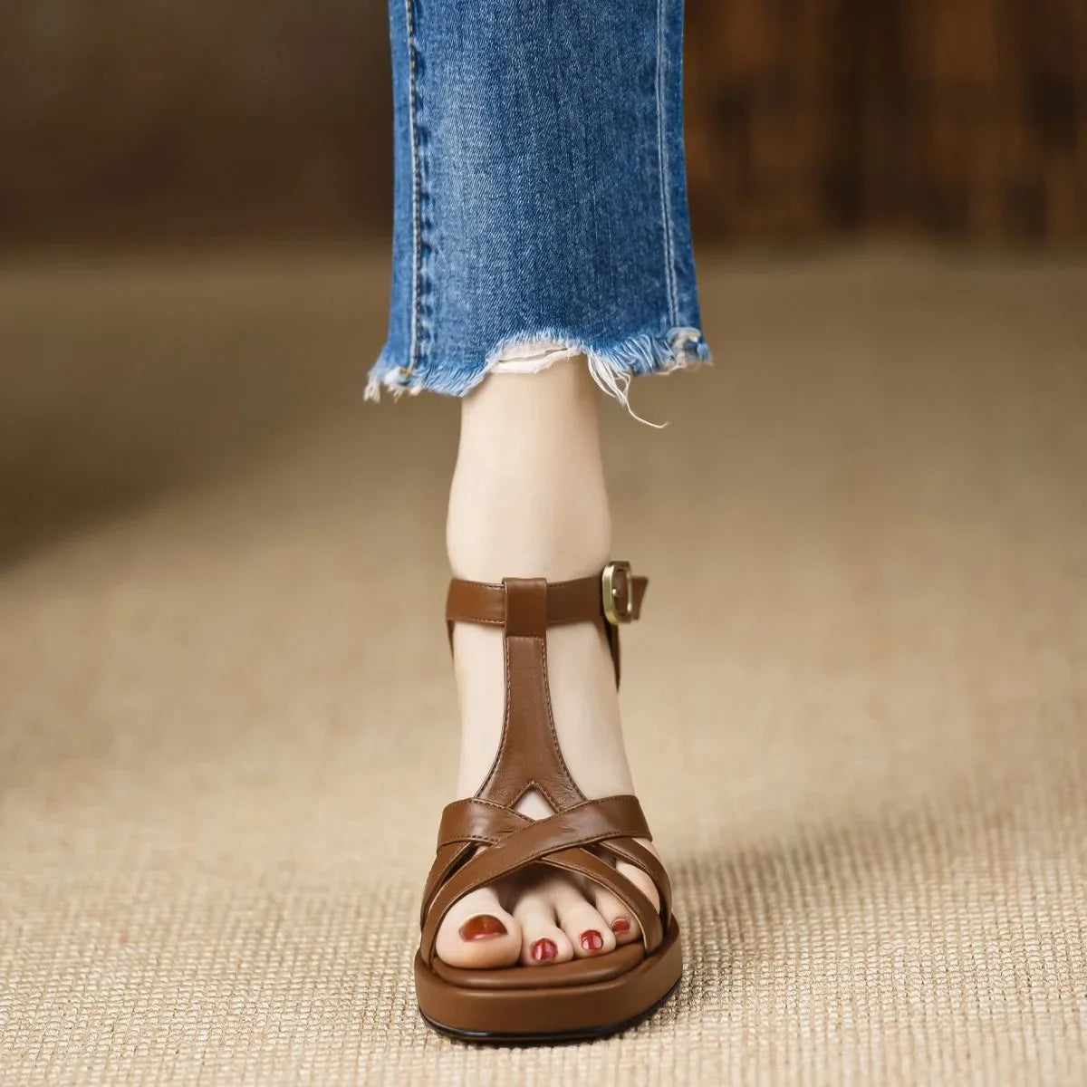 Women’s High Heel Gladiator Sandal with Lace Up Wrap Straps