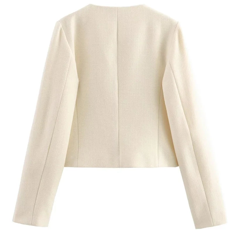 Ceylan Women's Tweed Crop Blazer Jacket