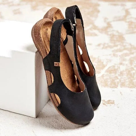 Women’s Sandals Closed Toe Slingback Cork Sole Walking Flats