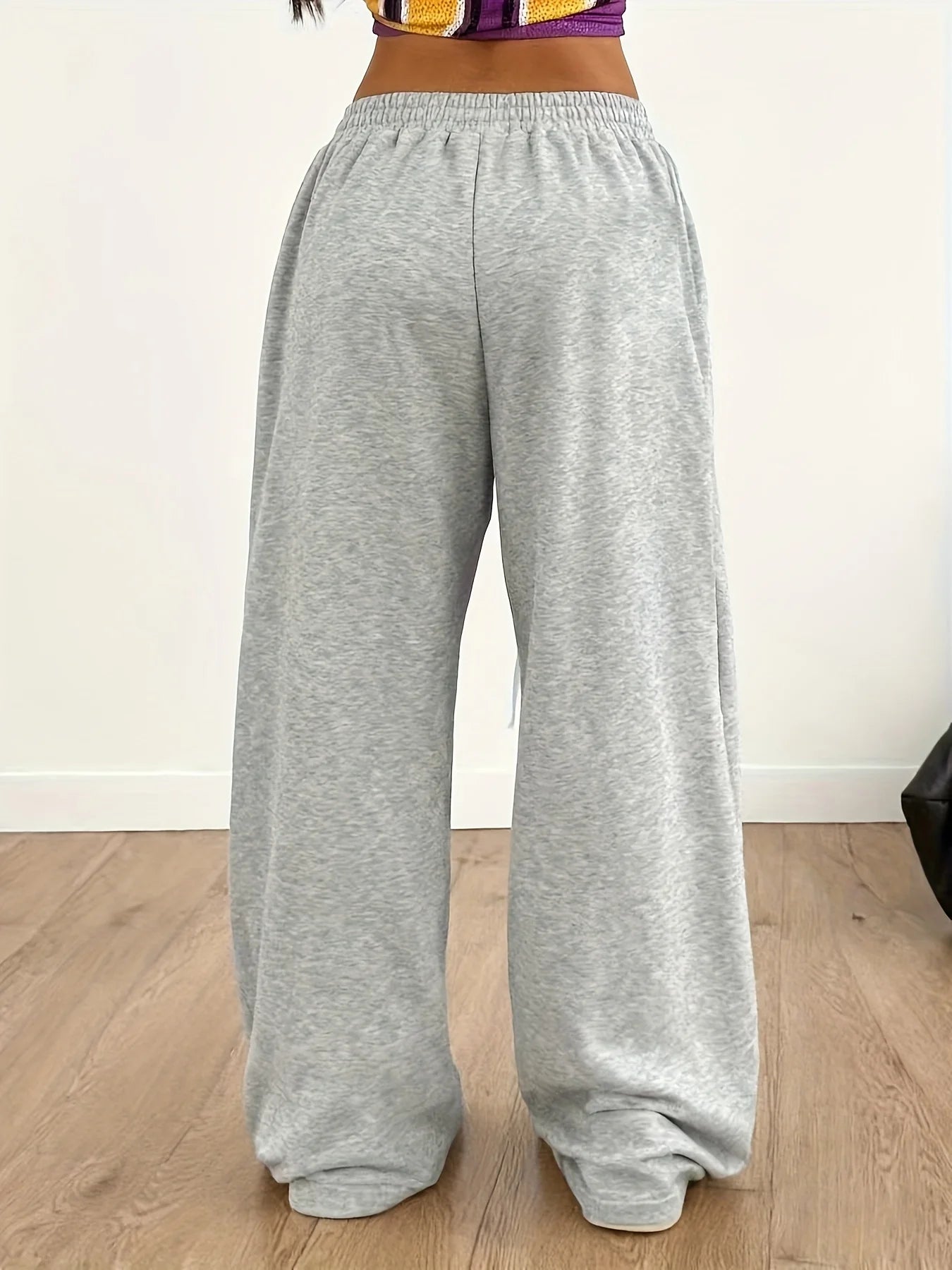 Ceylan Women's Fleece Wide-Leg Sweatpants Gray