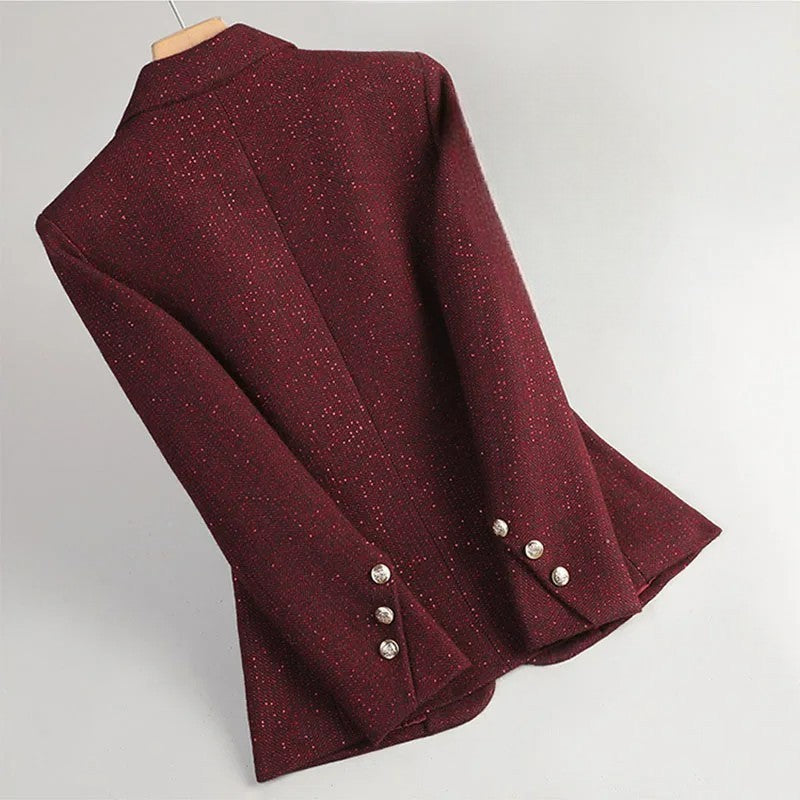 Women’s Blazer Jackets with Metallic Fleck Tweed and Notched Lapels
