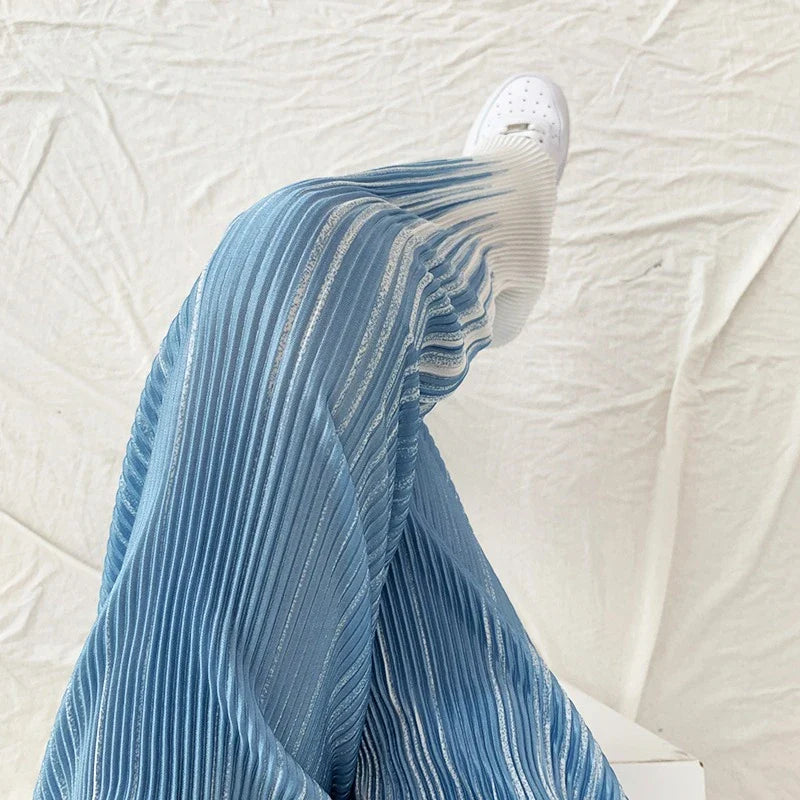 Ceylan Women’s Pleated Wide Leg Trousers Ombre Gradient