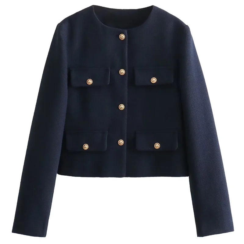 Ceylan Women's Tweed Crop Blazer Jacket