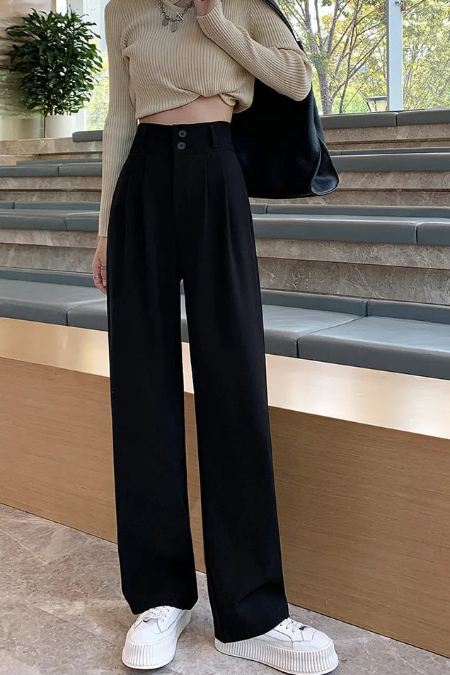 Ceylan Women's High Waist Wide Leg Trousers Pleated Fit