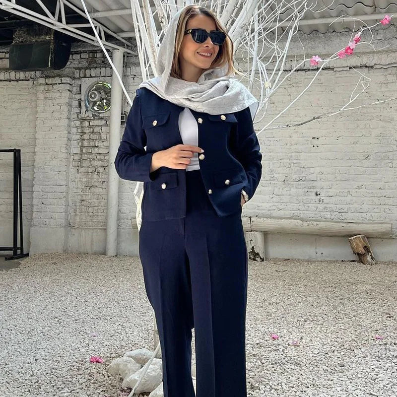 Ceylan Women's Tweed Crop Blazer Jacket