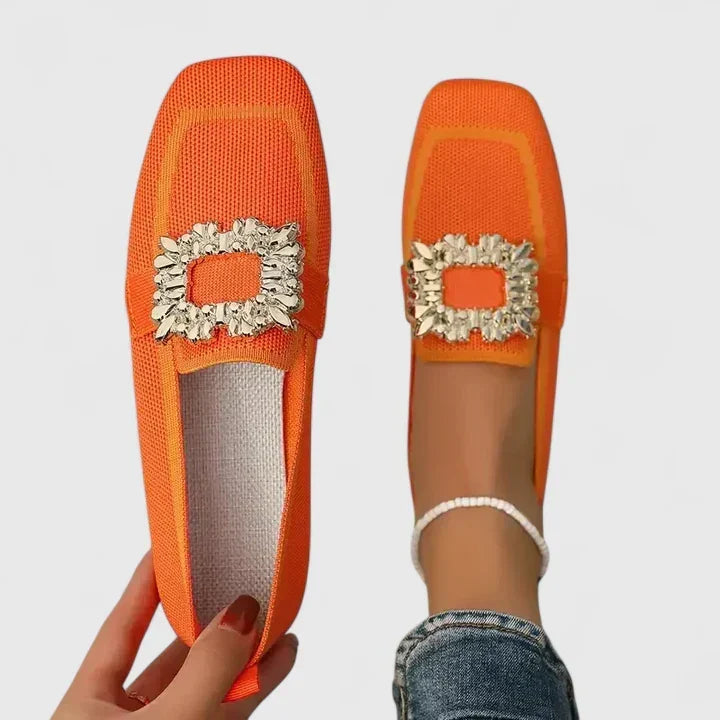 Women's Loafers with Embellished Buckle and Contrast Trim