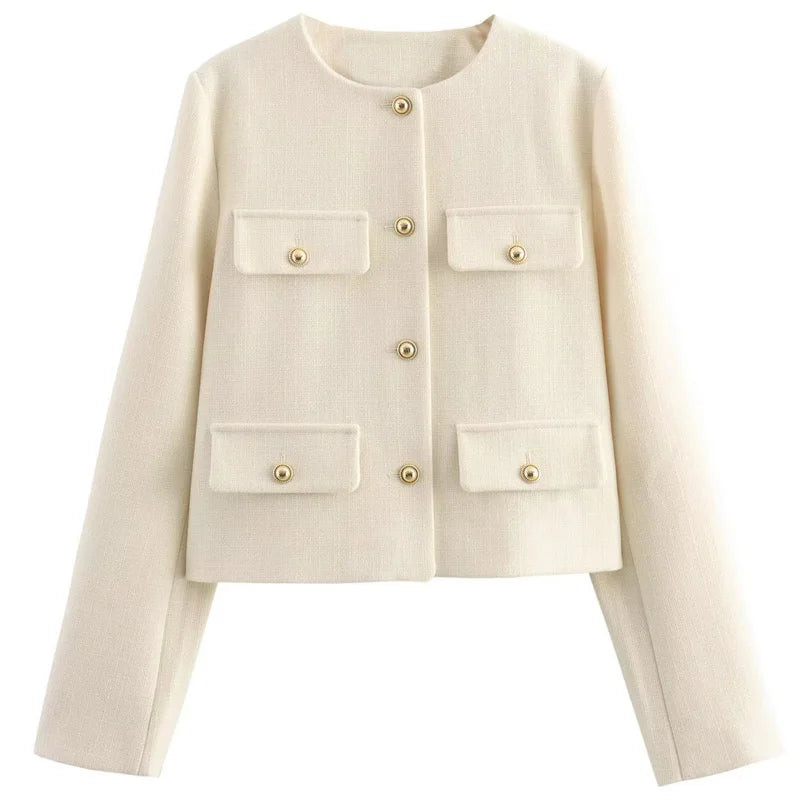 Ceylan Women's Tweed Crop Blazer Jacket