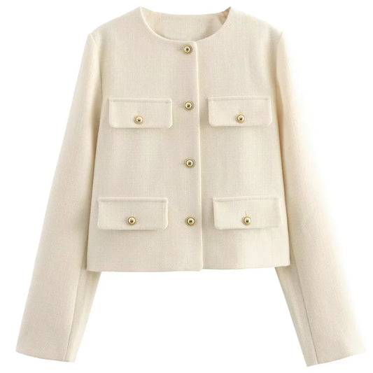 Ceylan Women's Tweed Crop Blazer Jacket