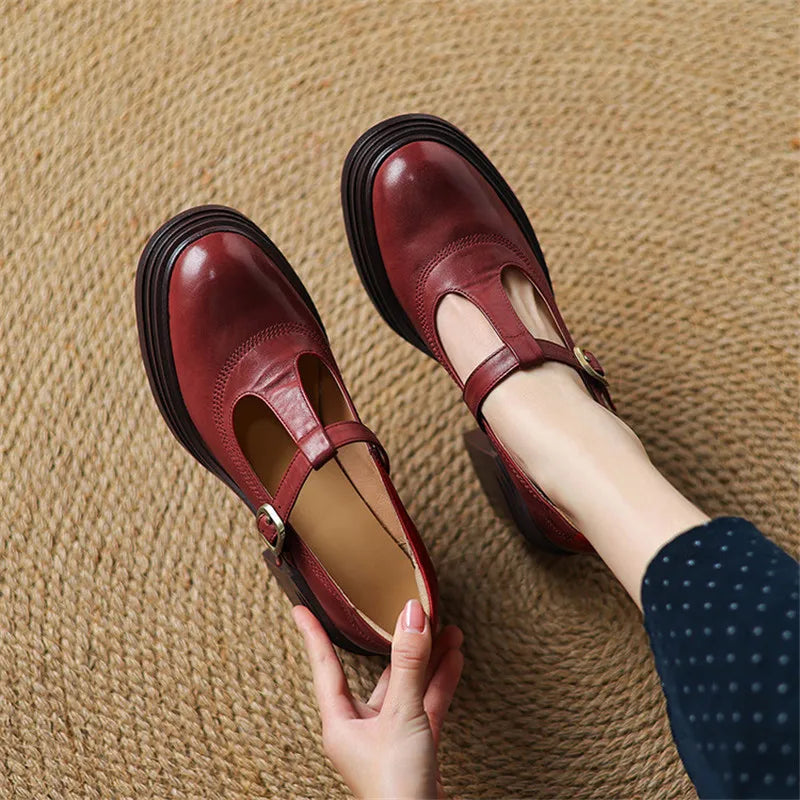 Women's Orthopedic Mary Jane Shoes with Chunky Block Heel and Round Toe