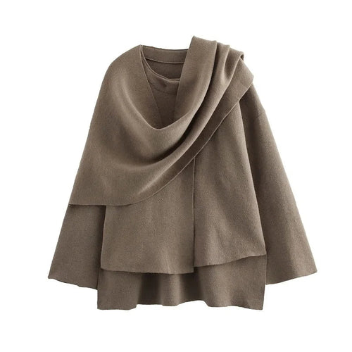 Women's Asymmetric Collar Jacket with Draped Neckline