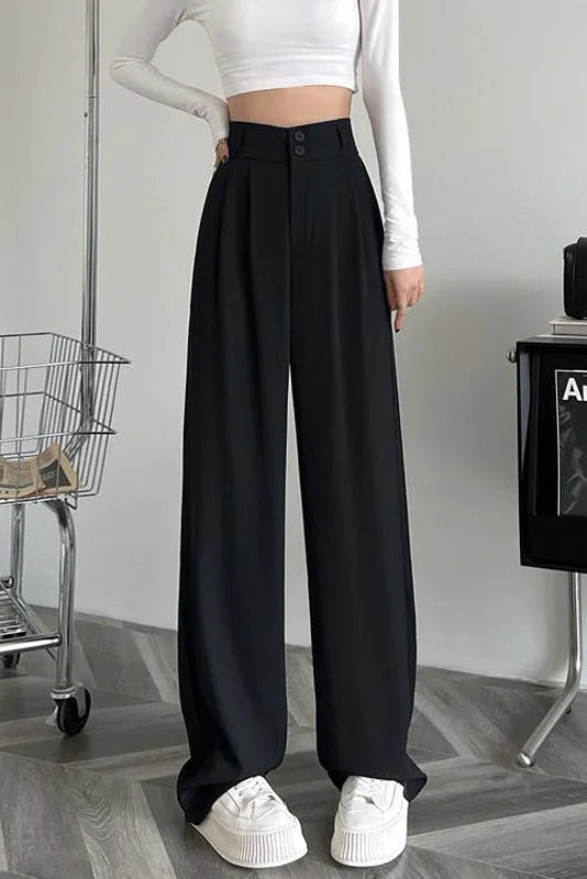 Ceylan Women's High Waist Wide Leg Trousers Pleated Fit