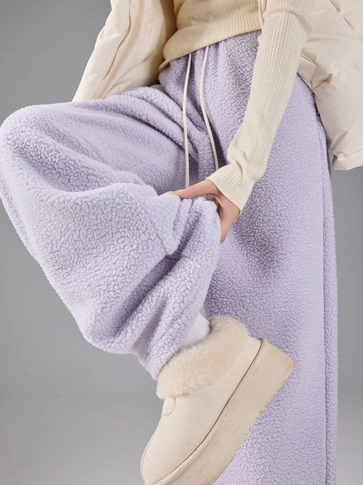 Ceylan Women¡¯s Wide Leg Fleece Blanket Pants Loungewear Trousers