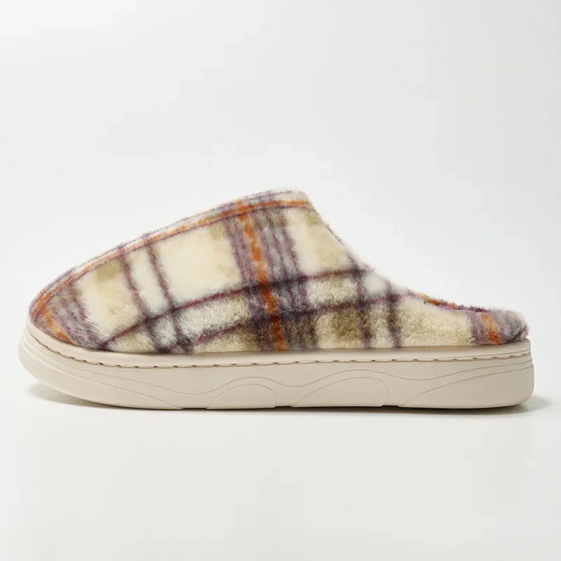 Ceylan Women’s Plaid House Slippers Warm Fleece Scuffs