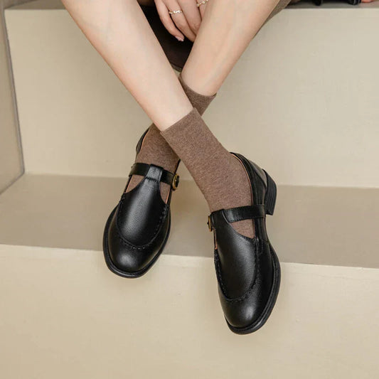 Women’s T-Strap Mary Jane Shoes Retro Round Toe Low Heel Comfort Loafers