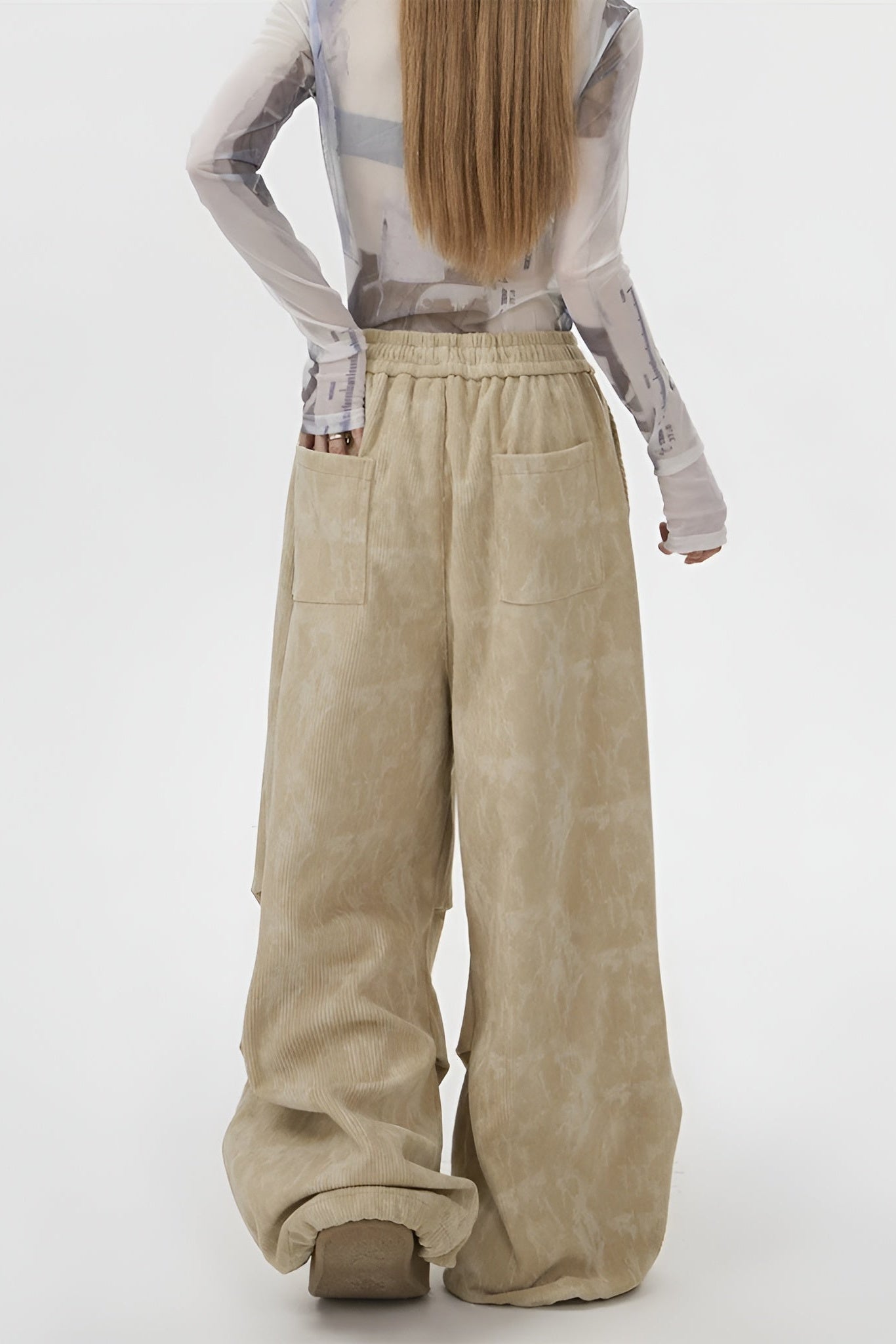 Ceylan Women’s Wide Leg Corduroy Pants High Waist Baggy Fit