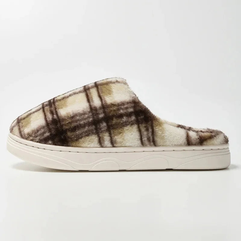 Ceylan Women’s Plaid House Slippers Warm Fleece Scuffs
