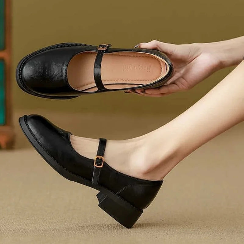 Women’s Mary Jane Shoes with Low Block Heel and Single Strap