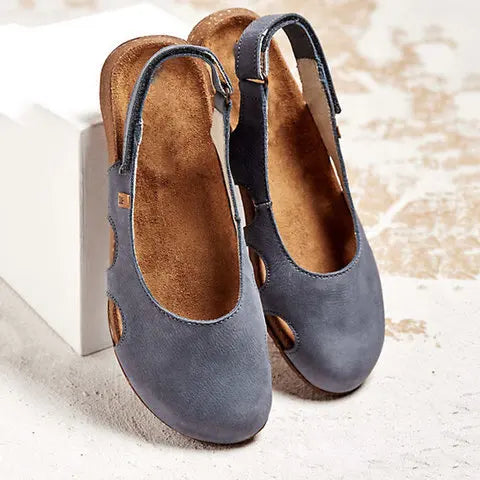 Women’s Sandals Closed Toe Slingback Cork Sole Walking Flats