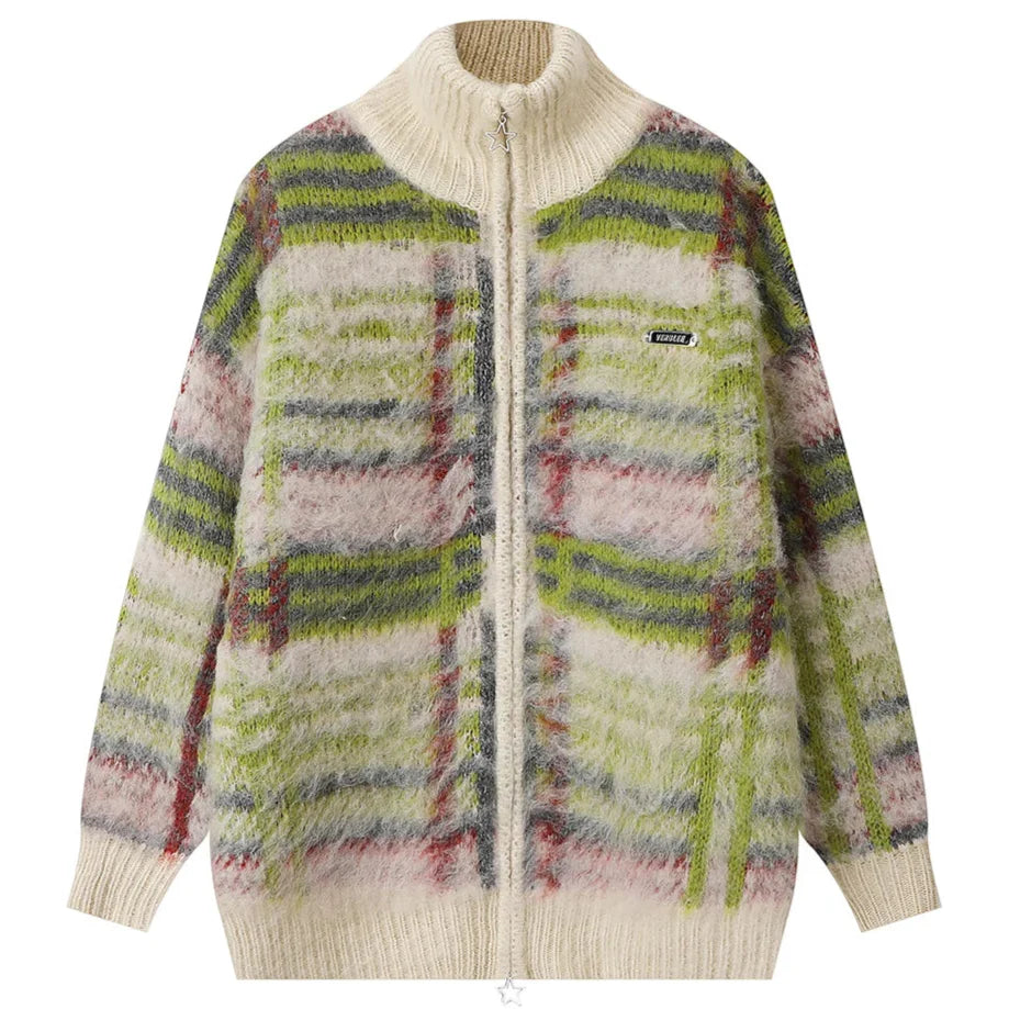 Ceylan Women’s Plaid Fuzzy Fleece Zip Up Winter Jacket