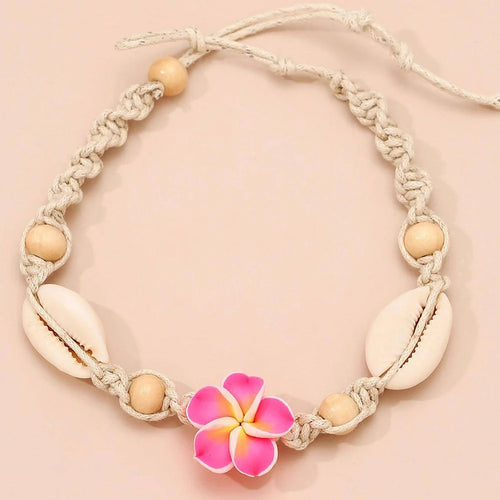 Women's Handwoven Shell Anklet with Starfish Charm