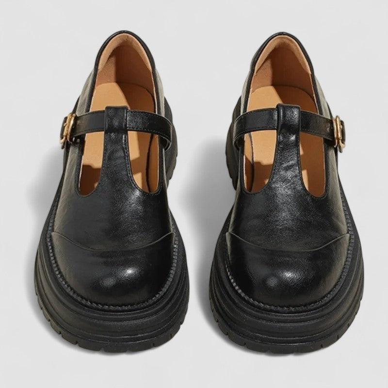 Women’s Mary Jane Shoes with T-Strap Buckle and Chunky Sole