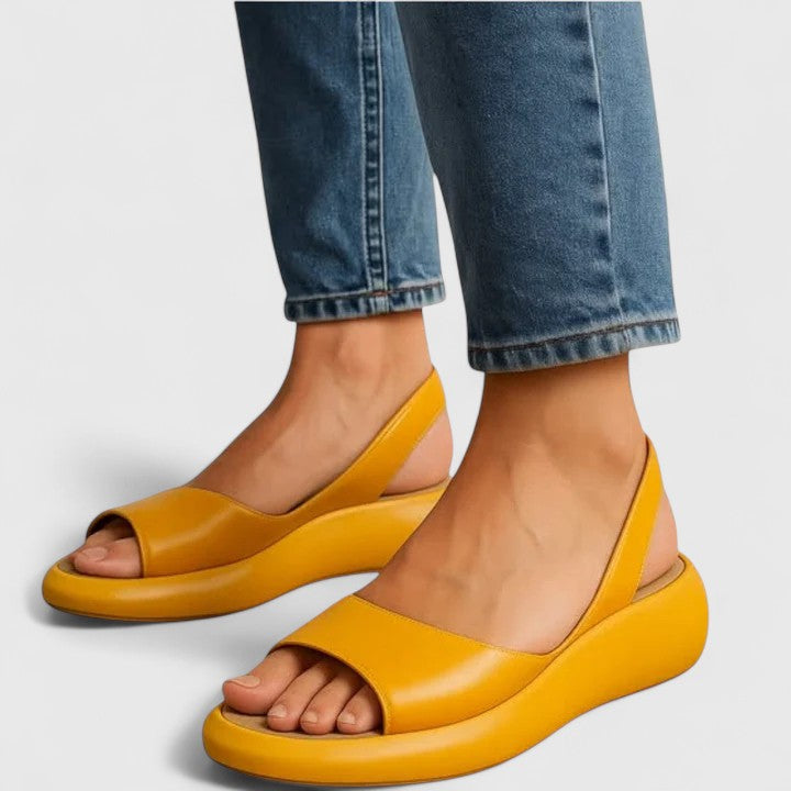 Women’s Slingback Sandals with Open Toe and Sculpted Platform Wedge