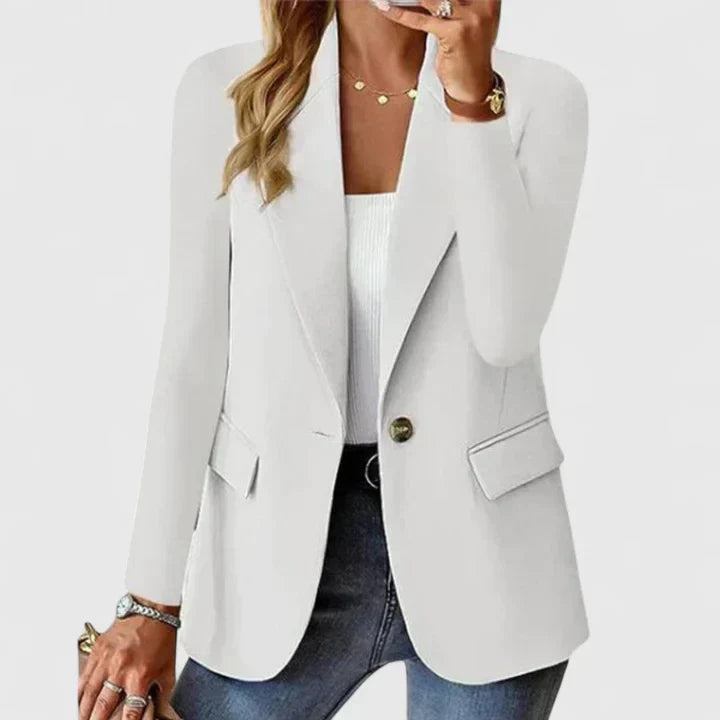 Women's Open-Front Tailored Blazer With Long Sleeves