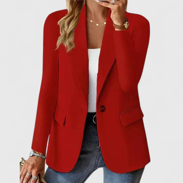 Women's Open-Front Tailored Blazer With Long Sleeves