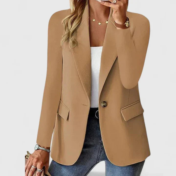 Women's Open-Front Tailored Blazer With Long Sleeves