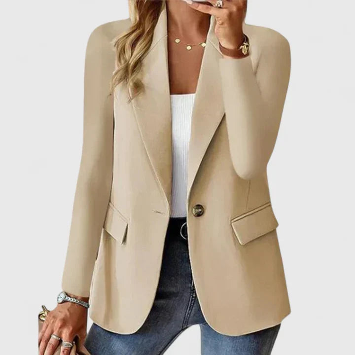 Women's Open-Front Tailored Blazer With Long Sleeves