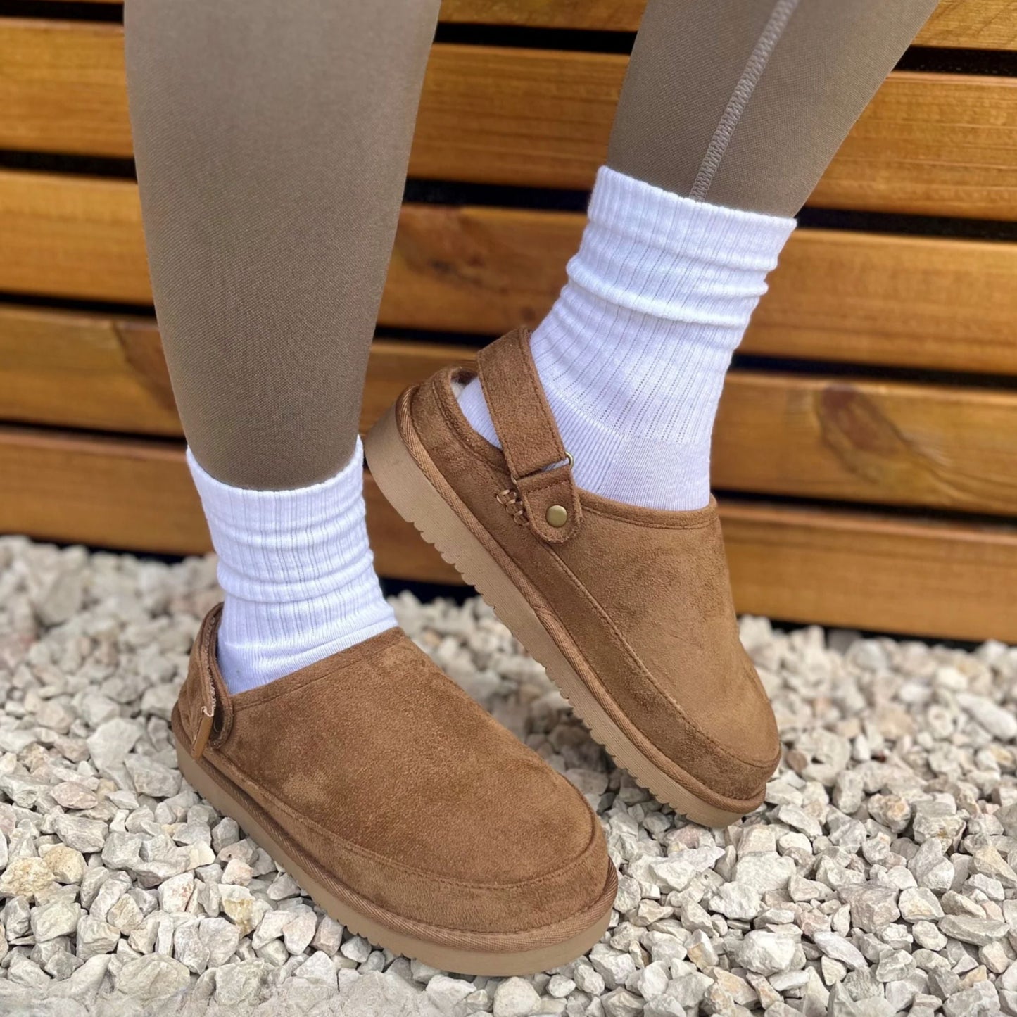 Ceylan Women's Memory Foam Faux Fur Ankle Strap Slippers