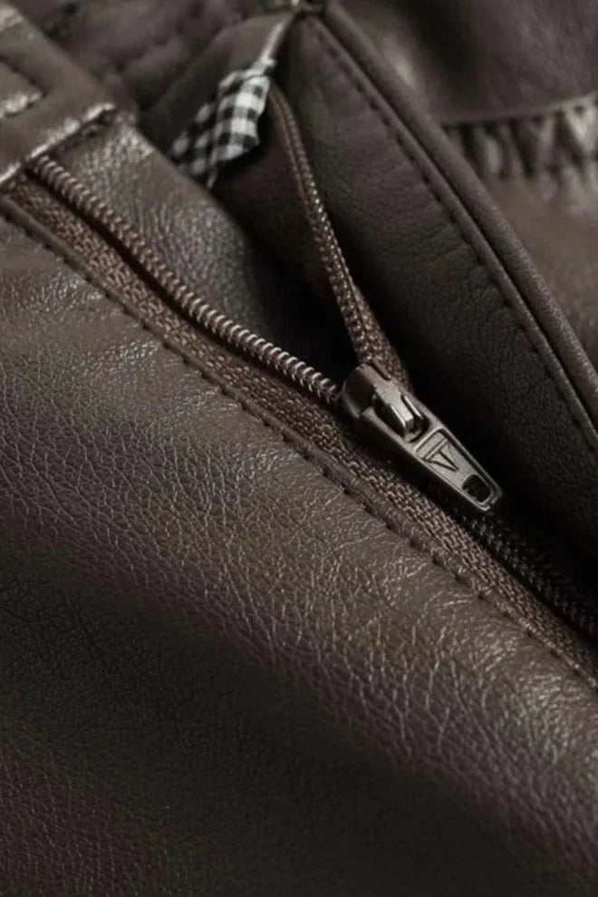 Ceylan Women's Faux Leather Trousers High Waist Wide Leg