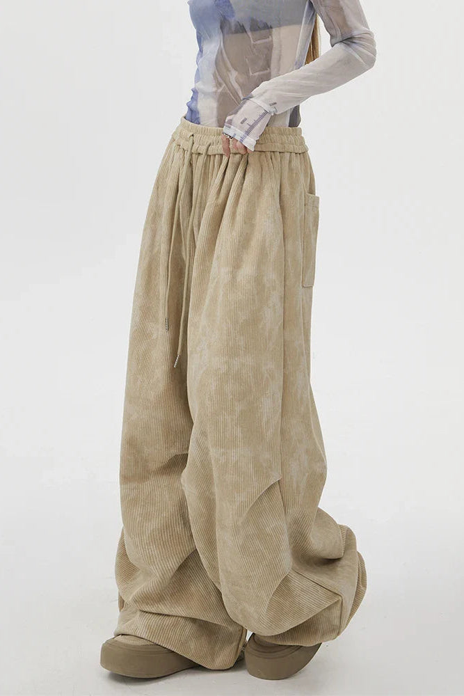 Ceylan Women’s Wide Leg Corduroy Pants Oversized Baggy Fit