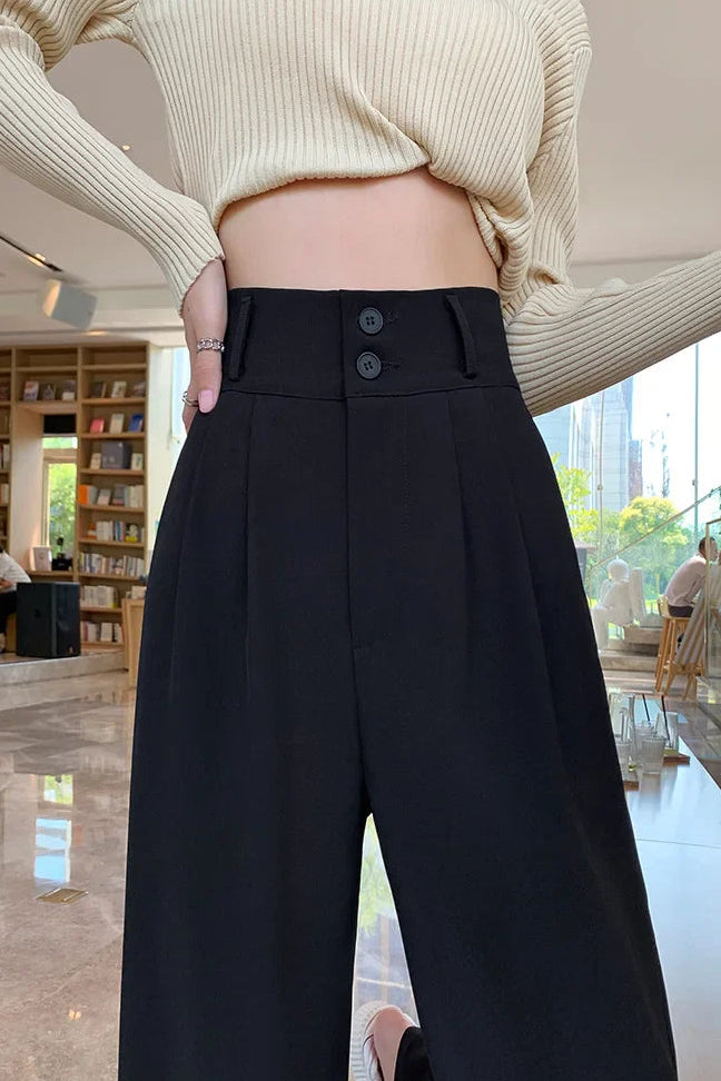 Ceylan Women's High Waist Wide Leg Trousers Pleated Fit