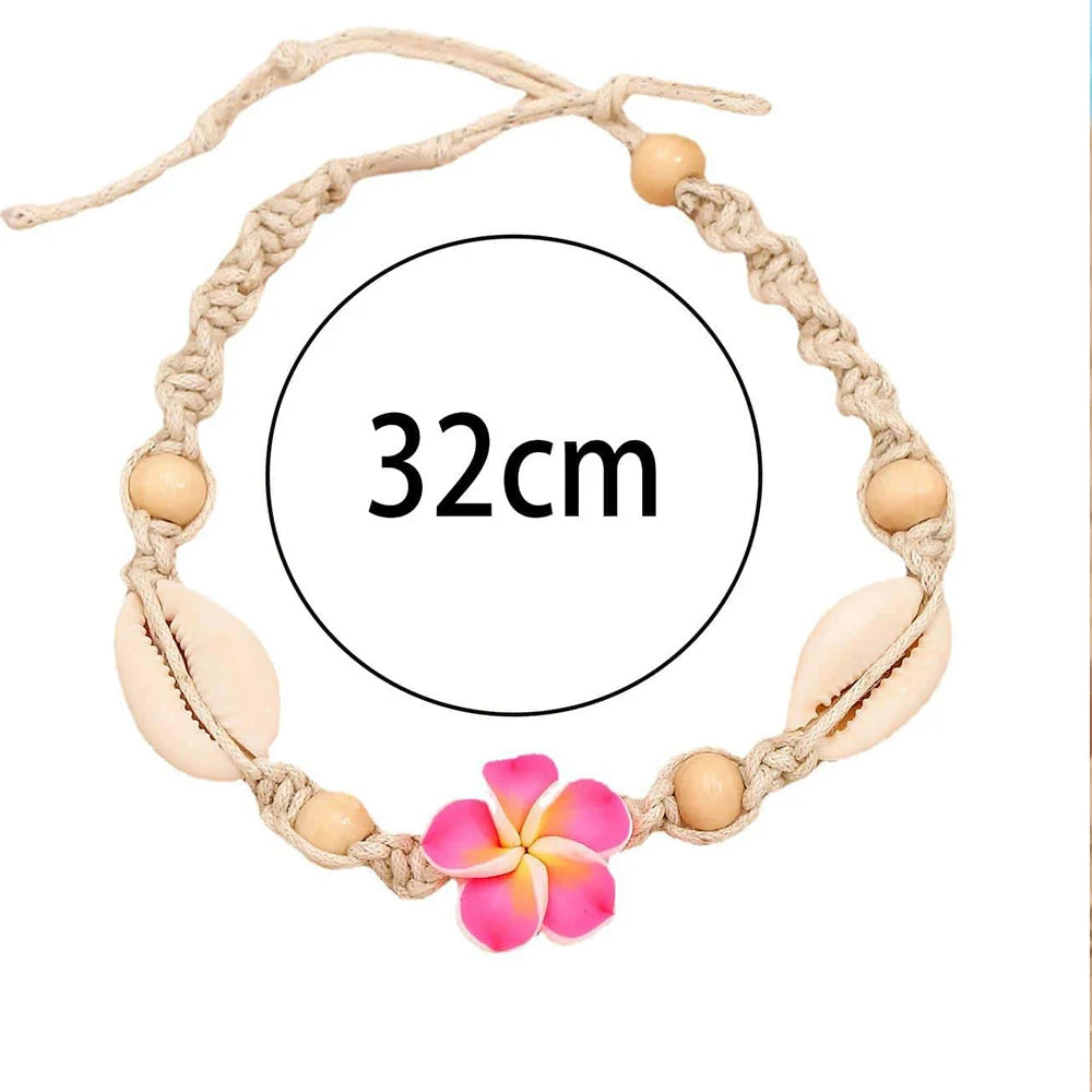Women's Handwoven Shell Anklet with Starfish Charm